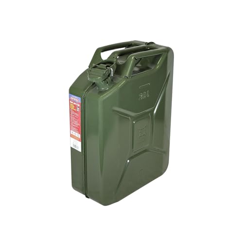 Faithfull 20 Litre Metal Jerry Can UN & TUV/GS Certified Fuel Container Carbon Steel Construction Painted Inside & Out with Lockable Cap Triple Handle Gasket Seal & Breather Pipe Green 20L