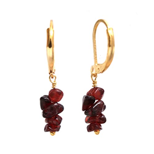 Gempires Red Garnet Crystal Dangle Earrings January Birthstone Gemstone Jewelry Hypoallergenic Gold Plated Lightweight Leverback Earrings For Women2