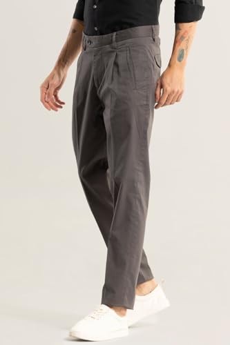 Image of SNITCH Dark Brown Slim Fit Cotton Trousers