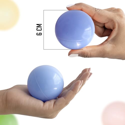 Image of Amazon Brand - Jam & Honey | 100 Multicolour Plastic Balls for Kids (6cm)| Fun Balls | Exercise & Fitness Non-Toxic, Soft and Safe | for Kids 12 Months + | Multicolor