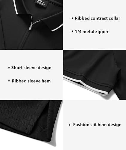 ZITY Mens Quarter Zip Polo Shirts Casual Classic Short Sleeve Contrast Collar Polo T Shirts3