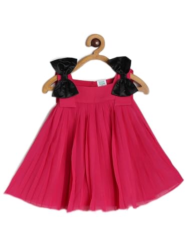 Image of miniklub Baby Strap Sleeveless Woven Polyester Dress (Hot Pink Color)