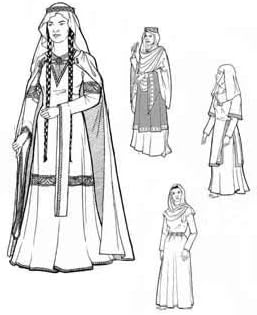 Women of Medieval Romanesque Period Years 1060 to 1150 Pattern