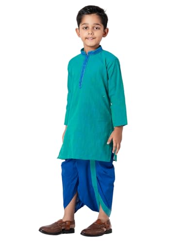 Image of Boys Ethnic Kurta & Elastic Waist Dhoti Set