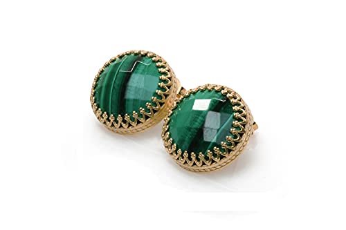 Boucles d'oreilles malachite femme vertes faites main de style classique