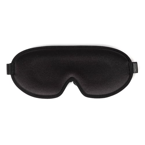 WellTouch Masque de sommeil pour une relaxation profonde - Coussin pour les yeux confortable avec mousse à mémoire de forme 3D - Avec bouchons d'oreille et pochette - Frais et respirant (noir)