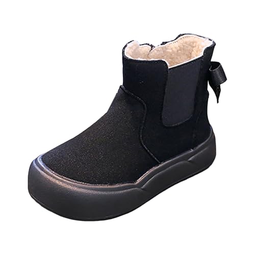 IWIHMIV Toddler Girls Ankle Boots Winter Leather Thickened Warm Cotton Boots Non Slip Side Zipper Dress Boots2