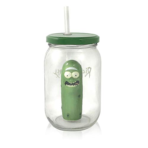 SDCC Rick and Morty Pickle Rick - Pickle Jar Glass Mason Jar Exclusive