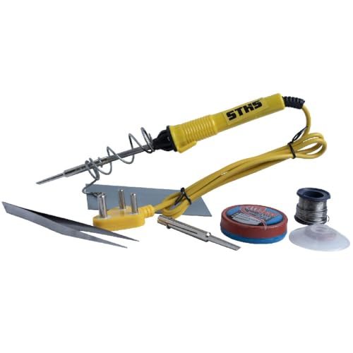 Image of 25W Soldering Iron Kit with Extra 25W Bit, Stand, Solder Wire, Welfix Paste, D-Sol-Wick & Tweezer - Ideal for Electronics, DIY & Repair (Pack of 7)