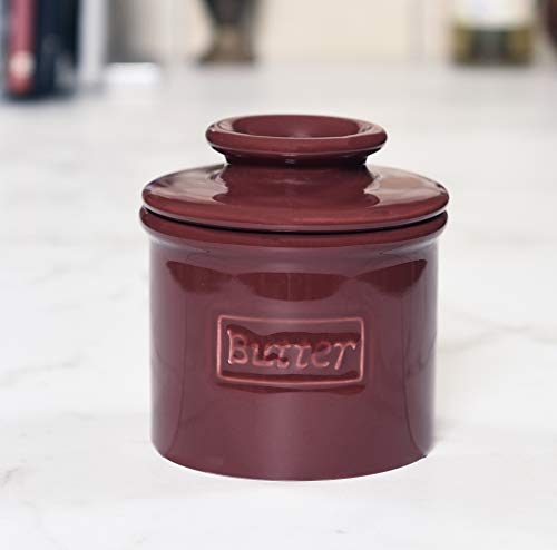 Butter Bell - The Original Butter Bell Crock by L. Tremain, French Ceramic Butter Dish, Café Retro Collection, Crimson - Thumbnail 5