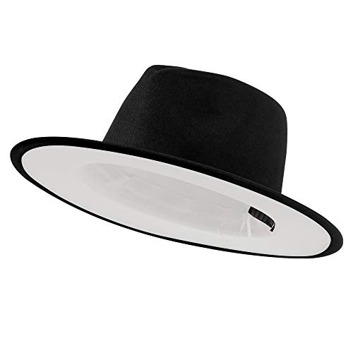 Image of jingsha Fedora Hats for Men & Women Wide Brim Fedora Felt Panama Hat Men's Dress Hats with Belt Buckle