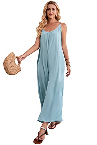 Image of BUENOS NINOS Women's V Neck Floral Maxi Dress Boho Printed Adjustable Spaghetti Strap Ethnic Beach Long Dress with Pockets
