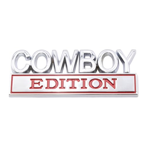 Emblema Vaquero de metal en letras 3D para la carrocería de coches y camiones en cromo y rojo