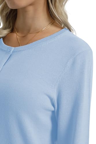 Image of QUALFORT Women's 100% Cotton Lightweight Cardigans Long Sleeve Knitted Button Down Sweater