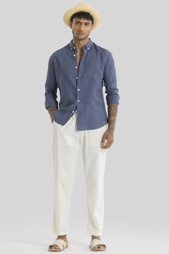 Image of SNITCH Aurelio Blue Plain Linen Shirts