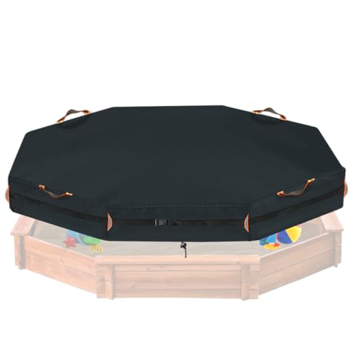 Image of Octagon Sandbox Cover, 600D Waterproof Oxford Cloth with Two Warning Sign Carry Handles and a Circle of 7 Meters Windproof Buckle,Elastic Drawstring Double Layer Windproof.(85 inch L x 78 inch W x 9 inch H)