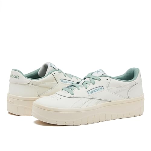 Reebok Court Advance Surge Platform Womens Sneakers, Fashion Tennis Shoes for Women, Chalk/Vintage Chalk/Hybrid Green, 7.5