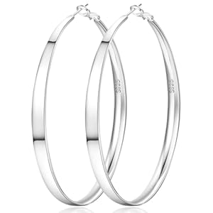 Senteria 5MM Wide 925 Sterling Silver Hoop Earrings for Women Hypoallergenic Extra Large Silver Hoop Earrings Large Oversize Big Silver Thick Hoop Earrings for Women 30/40/50/60/70MM