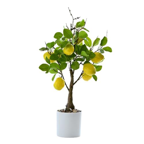 Artificial Lemon Tree Potted Plants 15.7 inch Lemon Greenery Fruit Bonsai Fake Lemon Tree for Lemon Decor Faux lemon plants for kitchen Home Office Party Spring Summer Decoration(Lemon)