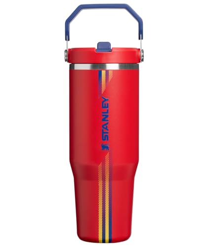 Image of STANLEY IceFlow 2.0 Flip Straw Tumbler with Handle, 30 oz | Twist On Lid and Flip Up Straw | Leak Resistant Water Bottle | Insulated Stainless Steel | BPA-Free | Team Red Dark Blue
