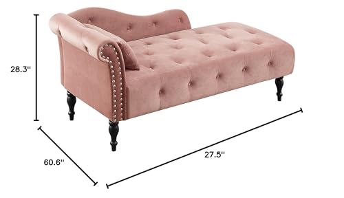 HomSof Modern Armless Chaise Lounge Indoor Chair with Solid Wood Legs - Thumbnail 2