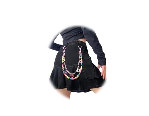 Eyraevor Rainbow Trousers Chain Hip Hop Rock Stars Pants Chain Colorful Acrylic Gothic Jean Pant Chain for Women Men Wallet Key Chain, Medium