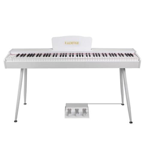 Image of Kadence DP01WWH GEN25 Digital Piano | 88 Weighted Progressive Hammer Keys | Portable with Wooden Stand, Triple Pedal, MIDI | French Dream Chip | 2025 Edition | White