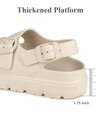 Image of Haifago Womens Platform Sandals with Arch Support, Summer Beach Slides with Adjustable Buckle, Comfort Lightweight Chunky Cushion Slip on Sandal