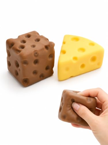 Image of 2Pcs Cheese Squishy, Taba Squishy, Dumpling Squishy-Stretchy Food-Shaped Sensory (Brown and Yellow)