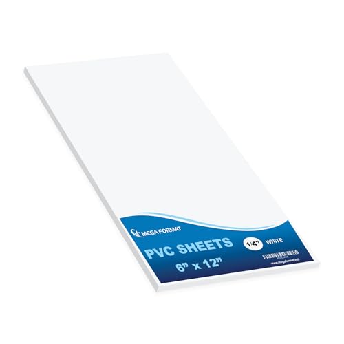 Image of Mega Format Expanded PVC Plastic Sheets - 6 inch X 12 inch White Rigid Sheet for Crafts, Signage, & Displays - Sintra, Celtec PVC Board - Waterproof for Outdoors Use - 1 /4 inch 6mm Thick - 1-Pack-White