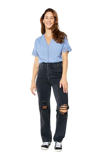 Judy Blue HIGH Waist Rigid Magic 90'S Knee Destroy Straight