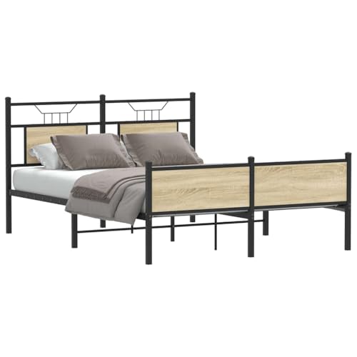 BOWEKAM Muebles, camas y accesorios, camas y marcos de cama, marco de cama sin colchón, roble Sonoma, 140 x 200 cm, madera de ingeniería