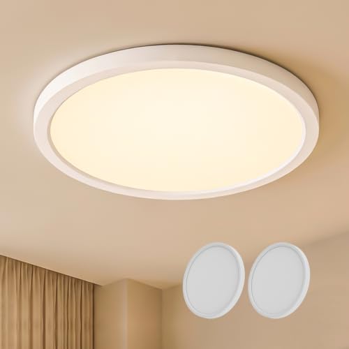 LQWELL LED Deckenleuchte Ultra Dünn Weiß 22cm 18W 4000K 2er Pack – Ansicht 1