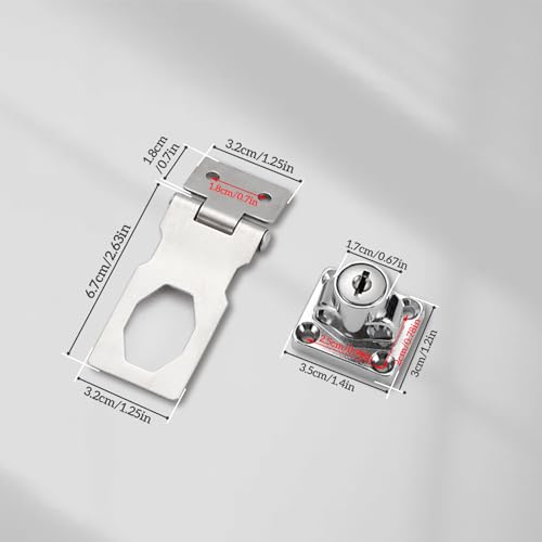 Image of Eagles Keyed Hasp Locks, (2.5 Inch, Silver, 2PCS) Knob Locking Hasp Cabinets Hasp Locks Stainless Steel Hasp Lock Catch Latch Safety Lock Door Lock with Keys for Mailbox Drawer Closet