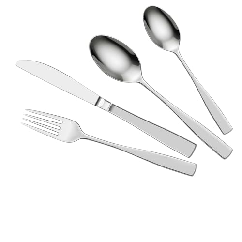 Hengsong Besteck Set 1 Personen,4-teilig Besteck Edelstahl,Besteckset,mit Gabeln&Steakmesser&Kuchengabeln,Geschirrset für Reisebesteck,Campingbesteck