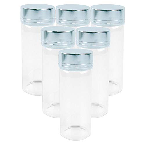 Jarvials 24pcs 150ml Botella de Vidrio Transparente con Tapa de Aluminio Plateado Botella de Almacenamiento a Prueba de Agua Decoración de Fiesta de Regalo Botella Vacía (24,150ml) Cover