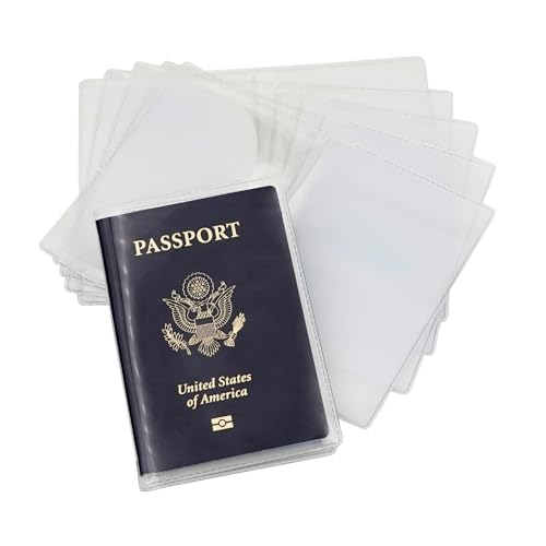 Pack of 6 Clear Passport Cover, Clear Passport Case with Travel Document & Credit Card Organizer, Waterproof Passport Holder for Travel, Made with Heavy Duty Plastic for US Passports