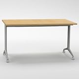Mobiler Klapptisch Mobifold 140x80 cm in Ahorn/Weiß – fahrbarer Konferenz-, Seminar- & Schulungstisch mit 90° kippbarer Tischplatte & feststellbaren Doppelrollen, platzsparend staffelbar