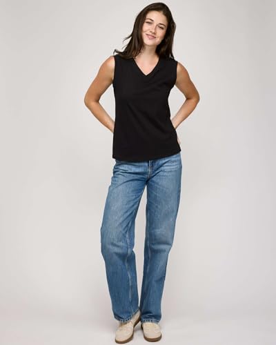 Real Essentials 5 Pack: Women's 100% Cotton V-Neck Sleeveless Tank Top Basic Ladies Casual Shirts (Available in Plus Size)4