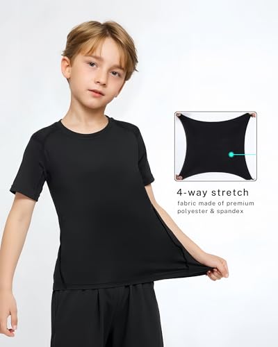 Boys & Girls Base Layer Athletic Compression Leggings and Short Sleeve Shirts Set Football Baseball Yoga Quick Dry3