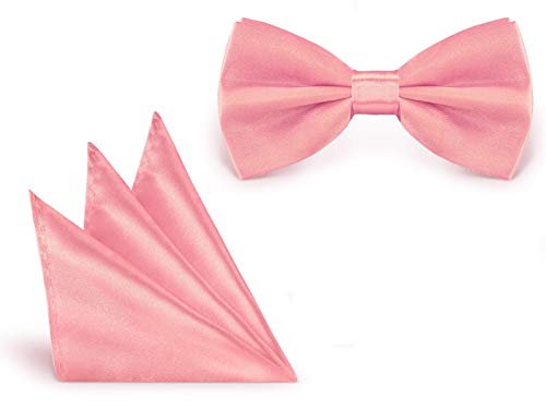 StickandShine Fliege + Einstecktuch Altrosa Größe verstellbar aus Polyester einfarbig uni 12 cm Cover