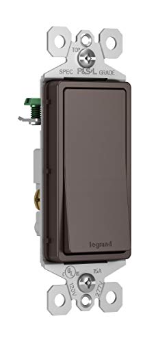 Image of Legrand Radiant 15 Amp Rocker Wall Switch, Decorator Light Switches, Brown, 3-Way, TM873CC10 (Pack of 2)