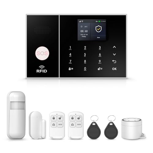 PGST WiFi Alarm Security System for Home,App Alert Push,Wireless DIY Door Window Sensor Systems,PIR Motion Detector,Remote,No Contract for House,Warehouse,Office(8 Piece Kits)