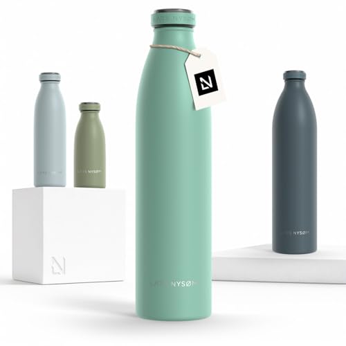 Image of LARS NYSOM Stainless Steel Insulated Water Bottle 12oz 17oz 25oz 34oz 51oz | Insulated Thermo Flask for Hot and Cold Beverages | Leakproof Drinking Bottle (Aqua Turquoise, 33.9oz)