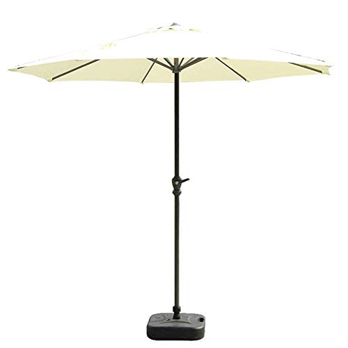 Parasol beige de 9 pies con varillas reforzadas de alta estabilidad para mesa de patio y piscina