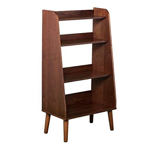 Furniture HotSpot Midcentury Modern Bookcase - 4 Fixed Open Shelves - Walnut Wood Finish Furniture HotSpot Midcentury Modern Bookcase - 4 Fixed Open Shelves - Walnut Wood Finish