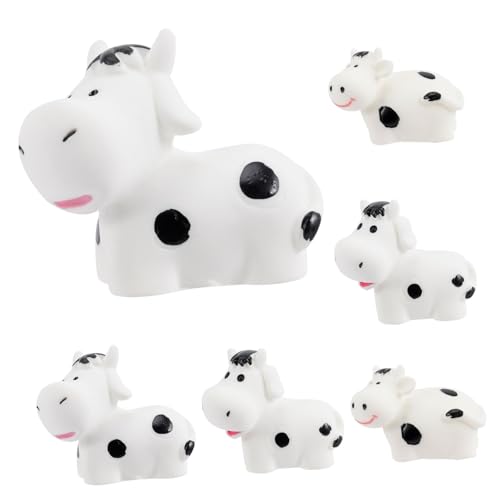 Abaodam 6 Piezas Artesanías de Resina de Vaca Decoración de Vaca Pequeña Figura Miniatura para Juguete Adorno Miniatura Habitación Infantil Lola