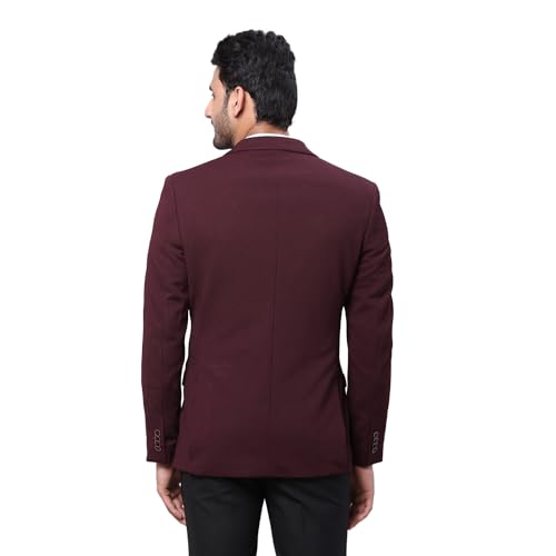 Image of Park Avenue Men's Super Slim Fit Pure Terylene Structure Pattern Notch Lapel Full Sleeve Formal Jacket