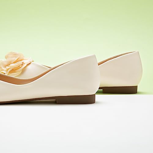 Image of C.Paravano Ballet Flats for Women | Women's Flats | Square Toe | Slip On Dress Shoes | Satin Flower Shoes