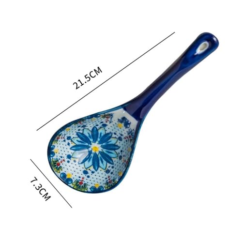 Ergonomiczna chochla do zupy i sosu tradycyjna ceramiczna do użytku domowego 21,5 cm, biała do gulaszu (zielona)